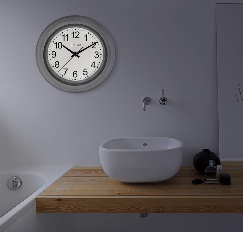 Bulova C4865 Night Vision Lighted Dial Wall Clock, 10", White - Image 3